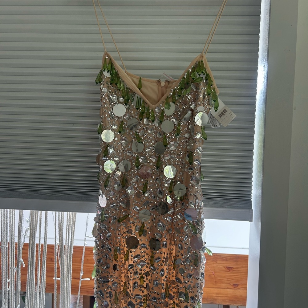 ASOS Backless Dress with Green and Silver Sequins